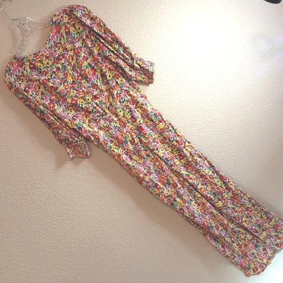 RIXO For Target NWT Bright Colorful Floral Puff Sleeve Midi Dress 8 RARE FIND - Picture 5 of 16